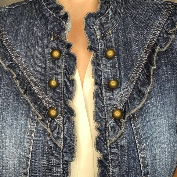 Tribal Denim Ruffle and Button Vest Size 10 - Picture 4 of 6